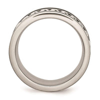 Stainless Steel Chain/Black IP-plated Brushed & Polished 10mm Band ,