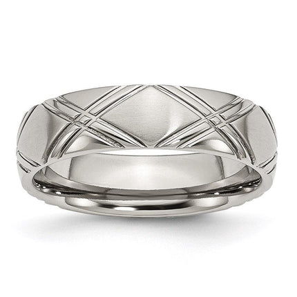Stainless Steel Criss-cross Design 6mm Brushed and Polished Band ,