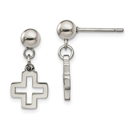 Stainless Steel Cross Post Dangle Earrings ,
