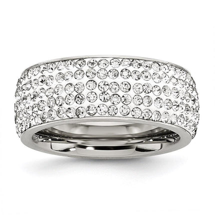 Stainless Steel Crystal 9mm Eternity Ring ,