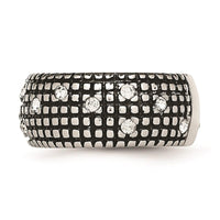 Stainless Steel Crystal Antiqued Ring ,