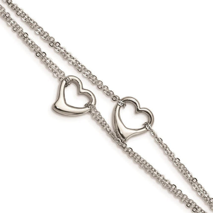 Stainless Steel Cutout Hearts 7in Bracelet ,