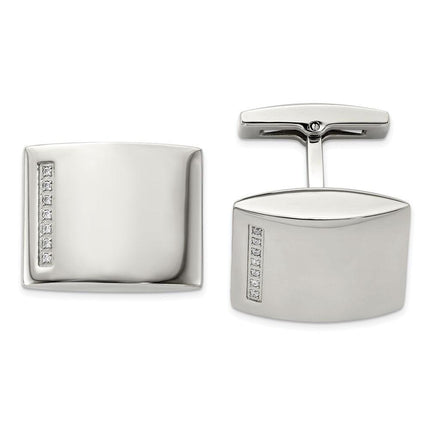 Stainless Steel CZ Cufflinks ,