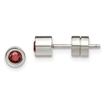 Stainless Steel CZ Jan Birthstone Polished Post Earrings ,