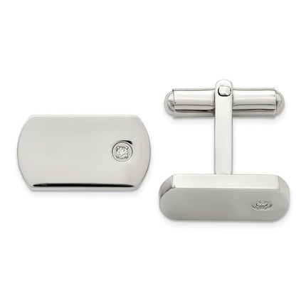 Stainless Steel Diamond Accent Cufflinks ,