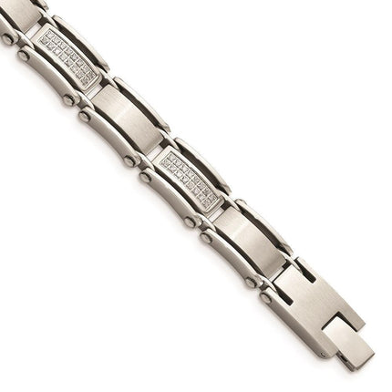 Stainless Steel Double Row Diamonds 8.5 Bracelet ,