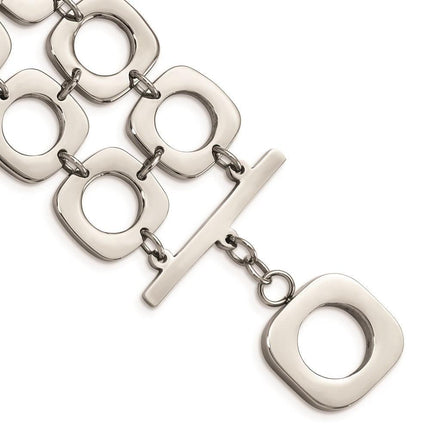 Stainless Steel Double Row Square Polished Toggle Bracelet ,