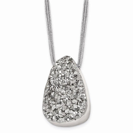 Stainless Steel Druzy Agate Polyester Cord Necklace ,