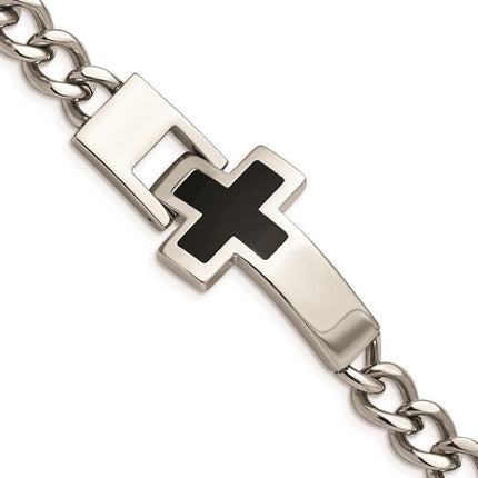 Stainless Steel Enameled Cross 9.25in Bracelet ,