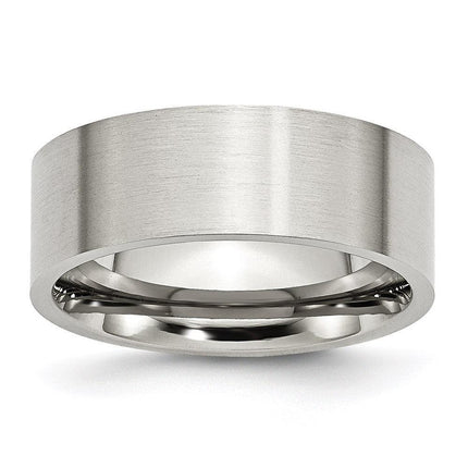 Stainless Steel Flat 8mm Brushed Band ,