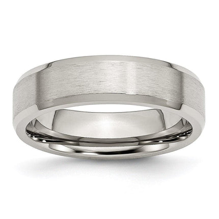 Stainless Steel Flat Beveled Edge 6mm Brushed and Polished Band ,