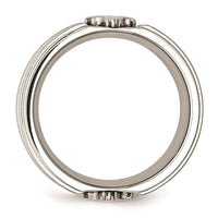 Stainless Steel Fleur de lis 10mm Brushed & Polished Band ,