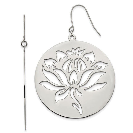 Stainless Steel Flower Cutout Dangle Earrings ,