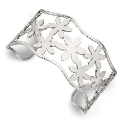 Stainless Steel Flowers Cuff Bangle ,
