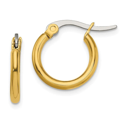 Stainless Steel Gold IP plated 15.5mm Hoop Earrings ,