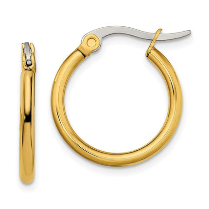Stainless Steel Gold IP plated 19mm Hoop Earrings ,