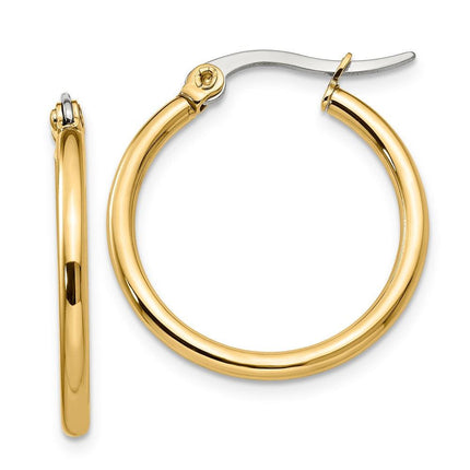 Stainless Steel Gold IP plated 26mm Hoop Earrings ,