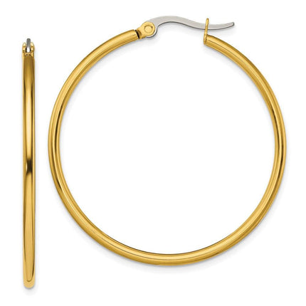 Stainless Steel Gold IP plated 40mm Hoop Earrings ,