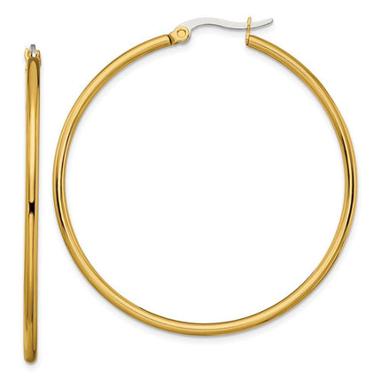 Stainless Steel Gold IP plated 48mm Hoop Earrings ,