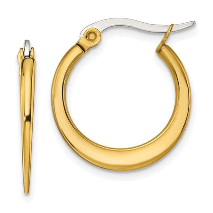 Stainless Steel Gold IP plated Tapered 19mm Hoop Earrings ,