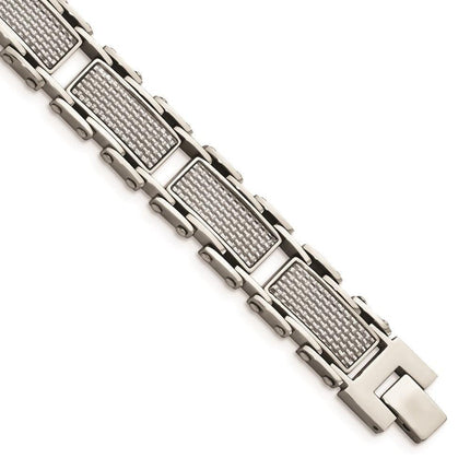Stainless Steel Grey Carbon Fiber Inlay Polished Bracelet ,