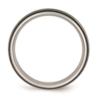 Stainless Steel Grooved & Polished 6mm Black IP-plated Band ,