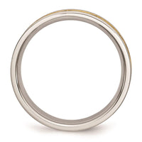 Stainless Steel Grooved Yellow IP-plated Ladies 6mm Brushed Band ,
