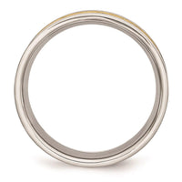 Stainless Steel Grooved Yellow IP-plated Mens 8mm Brushed Band ,