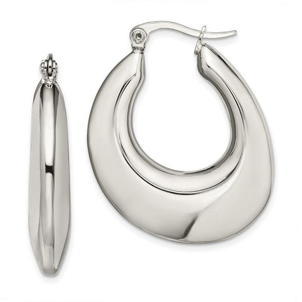 Stainless Steel Hollow Teardrop Hoop Earrings ,
