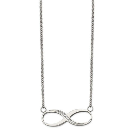 Stainless Steel Infinity Polished CZ Necklace ,