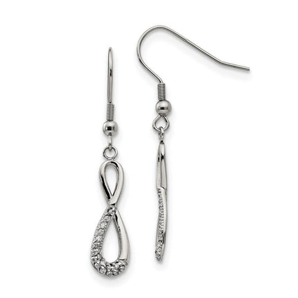 Stainless Steel Infinity Symbol with CZs Shepherd Hook Earrings ,