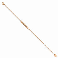 Stainless Steel IP-plated Rose CZ Enjoy the little w/1.5in ext Bar Bracelet ,
