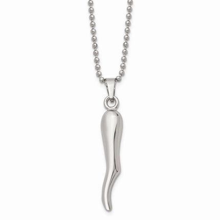Stainless Steel Italian Horn Necklace ,