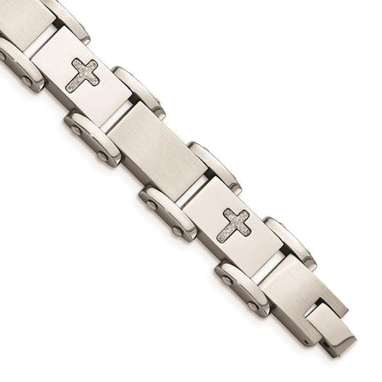 Stainless Steel Laser Cut Crosses 8.75in Bracelet ,