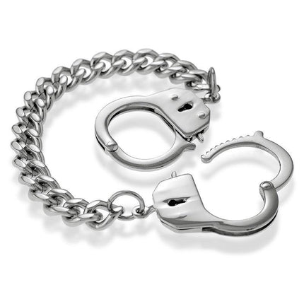 Stainless Steel Link Bracelet with Handcuff Lock, 8" ,