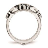 Stainless Steel Love, Loyalty, Friendship Claddagh Double Hinged Ring ,