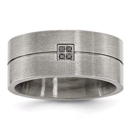 Stainless Steel Matte Black Diamond Band ,
