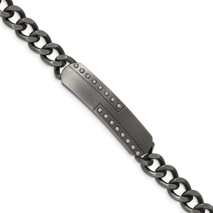 Stainless Steel Matte Finish Gun Metal IP-plated 9in ID Bracelet ,