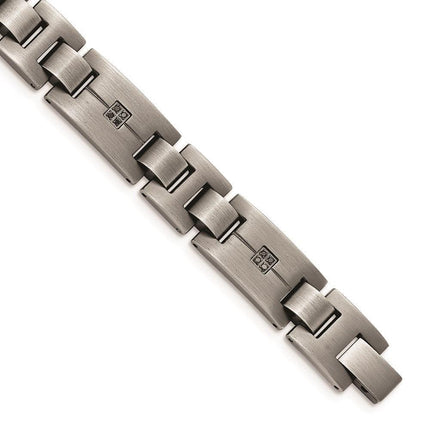 Stainless Steel Matte/Antiqued 1/10ct.tw Black Diamond Bracelet ,