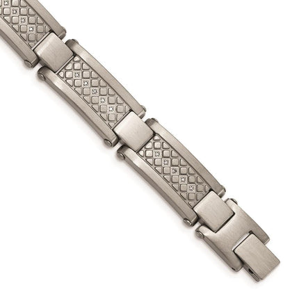 Stainless Steel Matte/Antiqued 1/10ct.tw Diamond Bracelet ,