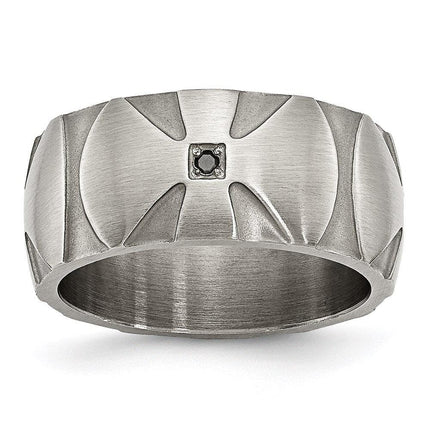 Stainless Steel Matte/Antiqued Diamond Band ,