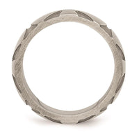 Stainless Steel Matte/Antiqued Diamond Band ,