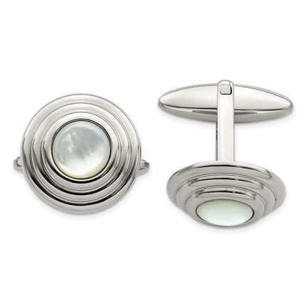 Stainless Steel Mother of Pearl Polished Cufflinks ,