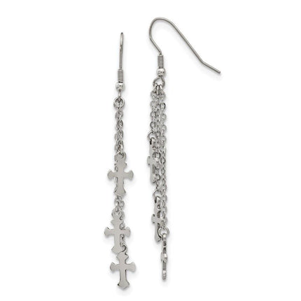 Stainless Steel Multi Strand Cross Dangle Shepherds Hook Earrings ,