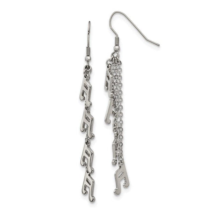 Stainless Steel Multi Strand Music Note Dangle Shepherds Hook Earrings ,