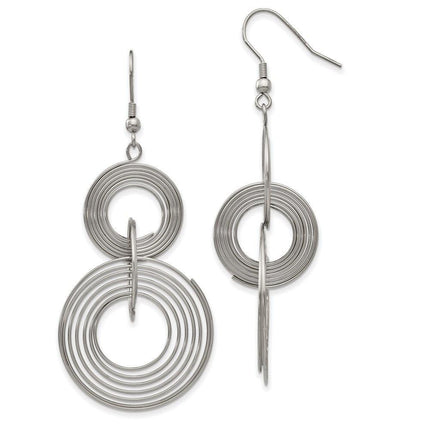 Stainless Steel Multiple Circle Dangle Earrings ,