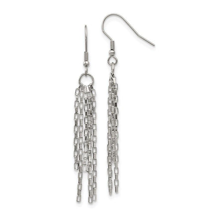 Stainless Steel Multistrand Box Chain Dangle Earrings ,