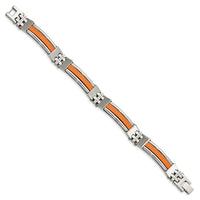 Stainless Steel Orange Rubber 9in Bracelet ,