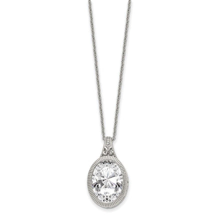 Stainless Steel Oval Crystal Necklace ,