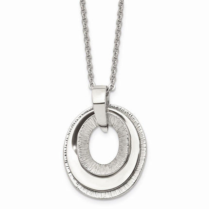 Stainless Steel Oval Three Piece Polished Pendant Necklace ,